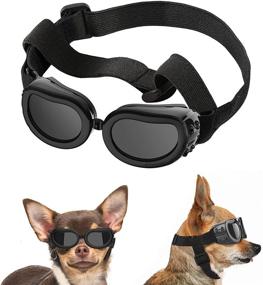 img 4 attached to 🐶 Lewondr Small Dog Sunglasses UV Protection Goggles - Christmas Decorations Eye Wear with Adjustable Strap | Waterproof Pet Sun Glasses for Dogs | Windproof Anti-Fog Glasses for Pet Eye Protection