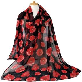 img 1 attached to 🌸 Stylish Women's Poppy Flower Accessory: GERINLY Lightweight Scarves & Wraps