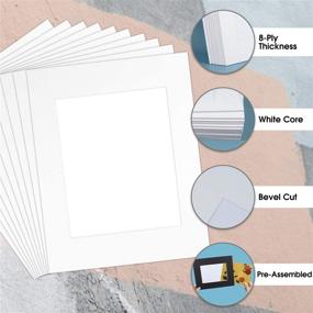 img 2 attached to 🖼️ Golden State Art Acid-Free Cardboard Frames: 10-Pack of 8x10 Mats for 5x7 Photos with Slip-In Pre-Adhesive Backing Board and Clear Bags - White