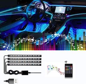 img 4 attached to 🚗 Enhance Your Car's Ambience with Car LED Strip Light - 4pcs 48LED Multicolor Music Interior Lights with Waterproof & Sound Active Function, DC 5V (USB Port)