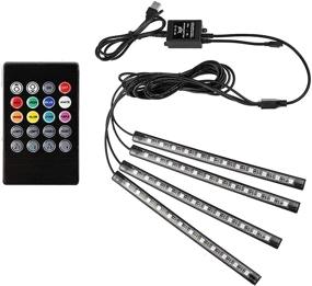 img 2 attached to 🚗 Enhance Your Car's Ambience with Car LED Strip Light - 4pcs 48LED Multicolor Music Interior Lights with Waterproof & Sound Active Function, DC 5V (USB Port)