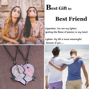 img 2 attached to 💖 Stylish OUXUN Best Buds Necklace Set for Teen Girls - Heart Split Lighter Pendants for BFFs - Unique Friendship Birthday Gift