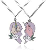 💖 stylish ouxun best buds necklace set for teen girls - heart split lighter pendants for bffs - unique friendship birthday gift logo