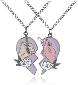 img 4 attached to 💖 Stylish OUXUN Best Buds Necklace Set for Teen Girls - Heart Split Lighter Pendants for BFFs - Unique Friendship Birthday Gift