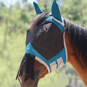 img 4 attached to 🐴 Harrison Howard CareMaster Teal Horse Fly Mask with Ears and Nose Fringe - Ultimate Fly Protection!