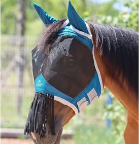 img 3 attached to 🐴 Harrison Howard CareMaster Teal Horse Fly Mask with Ears and Nose Fringe - Ultimate Fly Protection!