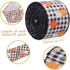 img 2 attached to 🍁 Chic Fall Ribbon: Buffalo Plaid Pumpkin & Burlap Ribbon for Thanksgiving & Autumn Décor - 3 Rolls, 3x10 Yards, 2.5 Inch - Gift Wrapping, Garland, Craft Supplies