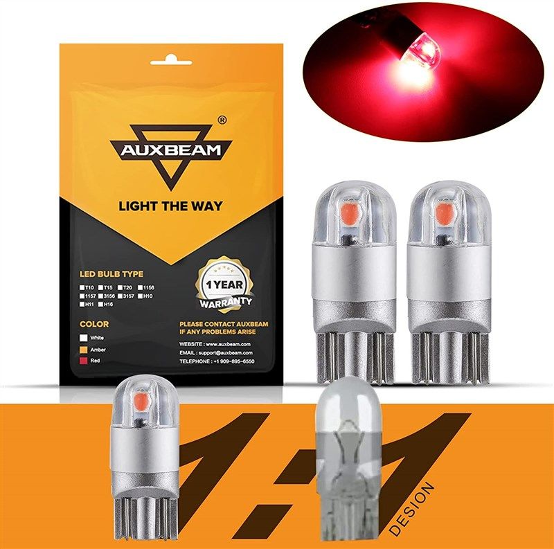 Auxbeam T10 194 LED Bulb Red - Super Bright Non-Polarity…