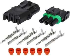 img 1 attached to 🔌 HIFROM 5 Kit: Waterproof Electrical Connector with Heat Shrink Locking Sockets for Wire Harness - 20-14 AWG