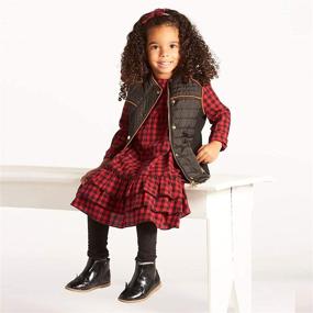 img 2 attached to 👧 Black/White/Red Buffalo Plaid Toddler Dress for Girls - Trendy Plaid Dress