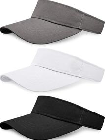 img 4 attached to 🧢 Versatile and Stylish: 3-Piece Sun Sports Visor Hats for Women and Men (Black, White, Grey)