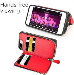 img 1 attached to 💼 LAMEEKU Zipper Wallet Case for iPhone 7 Plus/8 Plus 5.5"-Red: RFID Blocking Leather Card Holder with Zipper Credit Card Slot