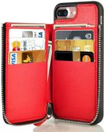 💼 lameeku чехол-кошелек с молнией для iphone 7 plus / 8 plus 5.5"- красный: кожаный держатель карт с rfid блокировкой и карманом для кредитных карт с молнией. логотип