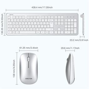 img 2 attached to 💻 OMOTON Ultra Thin Wireless Keyboard and Mouse Combo for Computer, PC, Desktop, Laptop - Full-Size 2.4GHz Wireless Keyboard and Mouse for Windows XP / 7/8 / 10 / Vista (Silver)