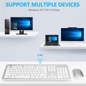 img 3 attached to 💻 OMOTON Ultra Thin Wireless Keyboard and Mouse Combo for Computer, PC, Desktop, Laptop - Full-Size 2.4GHz Wireless Keyboard and Mouse for Windows XP / 7/8 / 10 / Vista (Silver)