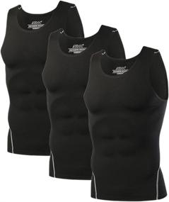 img 4 attached to 👕 Audoc Men's 3-Piece Set of Cool Dry Sleeveless Compression Tank Tops - Compression Shirts