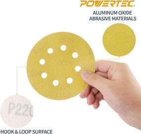 img 1 attached to 🪚 50 Pack of POWERTEC 44022G-50 Gold 5-Inch Hook and Loop Sanding Discs with 8 Holes, 220 Grit