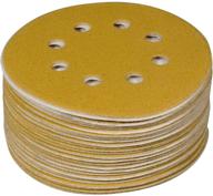 🪚 50 pack of powertec 44022g-50 gold 5-inch hook and loop sanding discs with 8 holes, 220 grit логотип