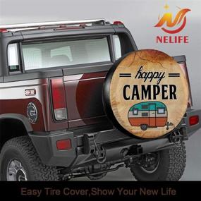 img 3 attached to 🏕️ Happy Camper Camping Polyester Tire Cover - NELife Potable Universal Wheel Covers | Powerful & Waterproof | Fits Jeep Trailer RV SUV Truck | Trailer Accessories (14-17 in)