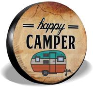 🏕️ happy camper camping polyester tire cover - nelife potable universal wheel covers | powerful & waterproof | fits jeep trailer rv suv truck | trailer accessories (14-17 in) logo