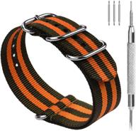 🎨 fullmosa premium stripe nylon watch straps: 10 color options for 18mm, 20mm, 22mm, and 24mm zulu watch bands with adjustable metal clasp - perfect for men and women logo