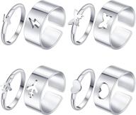 8-piece matching butterfly rings set: adjustable aircraft promise bands for wedding & friendship logo