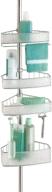 🚿 interdesign rain metal shower adjustable and expandable tension shower bath caddy for bathroom organization and storage – silver logo