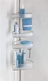 img 2 attached to 🚿 InterDesign Rain Metal Shower Adjustable and Expandable Tension Shower Bath Caddy for Bathroom Organization and Storage – Silver