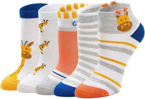 img 4 attached to 🧦 Cotton Ankle Socks for Boys - 5 Pairs with Animal Patterns for Toddlers and Kids, Ideal for Running