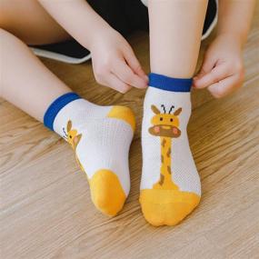 img 2 attached to 🧦 Cotton Ankle Socks for Boys - 5 Pairs with Animal Patterns for Toddlers and Kids, Ideal for Running