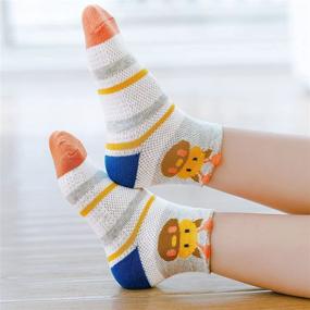 img 1 attached to 🧦 Cotton Ankle Socks for Boys - 5 Pairs with Animal Patterns for Toddlers and Kids, Ideal for Running