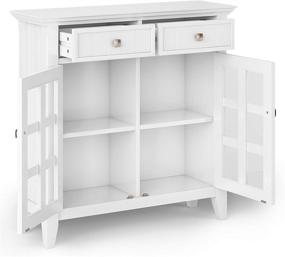 img 2 attached to 🏠 SimpliHome Acadian Solid Wood 36" White Rustic Storage Cabinet for Entryway Hallway with 2 Drawers, 2 Doors, and 2 Adjustable Shelves