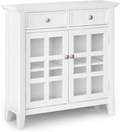 🏠 simplihome acadian solid wood 36" white rustic storage cabinet for entryway hallway with 2 drawers, 2 doors, and 2 adjustable shelves logo