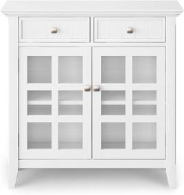 img 1 attached to 🏠 SimpliHome Acadian Solid Wood 36" White Rustic Storage Cabinet for Entryway Hallway with 2 Drawers, 2 Doors, and 2 Adjustable Shelves