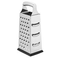 🧀 amazoncommercial stainless steel heavy-duty cheese grater: 4-sided box grater with non-slip base (9 inch) - premium quality for effortless grating logo