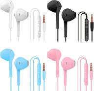 🎧 sikamaru heavy bass stereo earphones: remote & mic, noise isolating headsets - ideal for laptops, gaming & more (4 pairs) logo