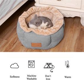 img 2 attached to 🐱 Warm and Cozy GAPZER Cat Bed for Indoor Cats - Machine Washable, Fluffy and Anti-Anxiety - Small/Medium, Grey!