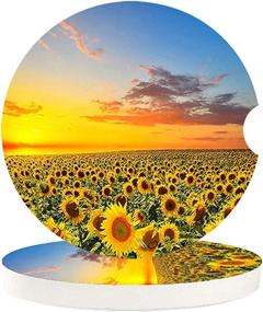 img 1 attached to Автомобильный держатель Sunflowers Field Coasters