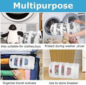 img 2 attached to 👟 3-Pack Shoe Wash Bags with Bumper Protectors - Travel Organization Bag, Reusable Net Fabric Laundry Bags, Washer and Dryer Safe, Mesh Cleaning Bag for Socks, Bras, Sneakers