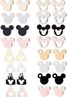 cute cartoon mouse stud earrings - 16 pairs for women, girls, boys & kids - hypoallergenic logo