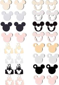 img 4 attached to Cute Cartoon Mouse Stud Earrings - 16 Pairs for Women, Girls, Boys & Kids - Hypoallergenic