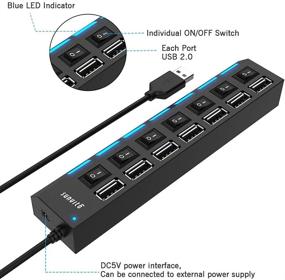 img 2 attached to 🔌 Sunvito 7-Port USB 2.0 Hub: Efficient USB Hub 2.0 Splitter with Switches and LEDs