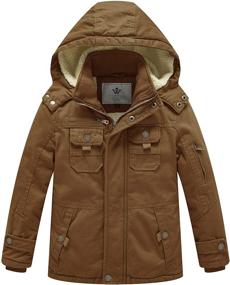 img 4 attached to WenVen Cotton Sherpa Hooded Jacket: Trendy and Warm Boys' Outerwear for Jackets & Coats