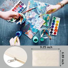 img 1 attached to 🎒 10 - Pack Large Blank Canvas Makeup Bag - Multi-Purpose Cosmetics Bag with Zipper - Cotton Canvas Travel Toiletry Pouch - Pen Coin Bag - DIY Craft Bag