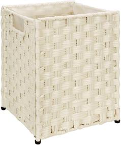 img 4 attached to 🗑️ GREENSTELL Waste Basket with 2 Replaceable Liners for Home and Office Use, Hand Woven Basket with Handles, Paper Garbage Container Bin for Bedroom, Bathroom, and Utility Rooms - Pack of 1, White