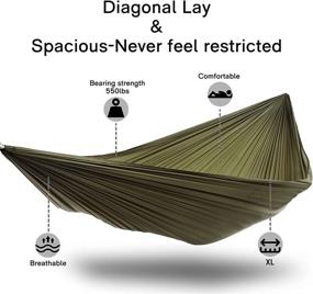 img 1 attached to Onewind Double Camping Hammock with Mosquito Net & Essential Bundle - Tree Straps, Ridgeline, Double-Ended Stuff Sack, Flat Lay for Lounge, Survival Camping