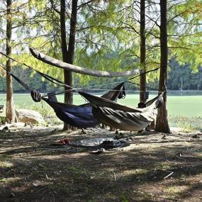 img 2 attached to Onewind Double Camping Hammock with Mosquito Net & Essential Bundle - Tree Straps, Ridgeline, Double-Ended Stuff Sack, Flat Lay for Lounge, Survival Camping