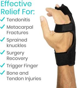 img 3 attached to 🤚 Vive Boxer Finger Splint - Adjustable Hand Brace for Pinky, Ring, and Middle Finger Metacarpals - Right or Left Hand Support - Straightening for Trigger Finger, Injury, Fracture, Broken, Tendonitis (8 inches)