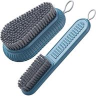 soft bristle cleaning brush for laundry, clothes, and shoes - easy grip scrubbing brush for countertops and bathtubs (blue) logo