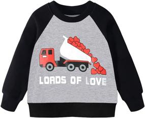 img 4 attached to Sweatshirt Toddler Crewneck Pullover Valentine Boys' Clothing